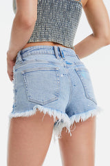 BAYEAS Mid Rise Distressed Denim Shorts - Admiresty