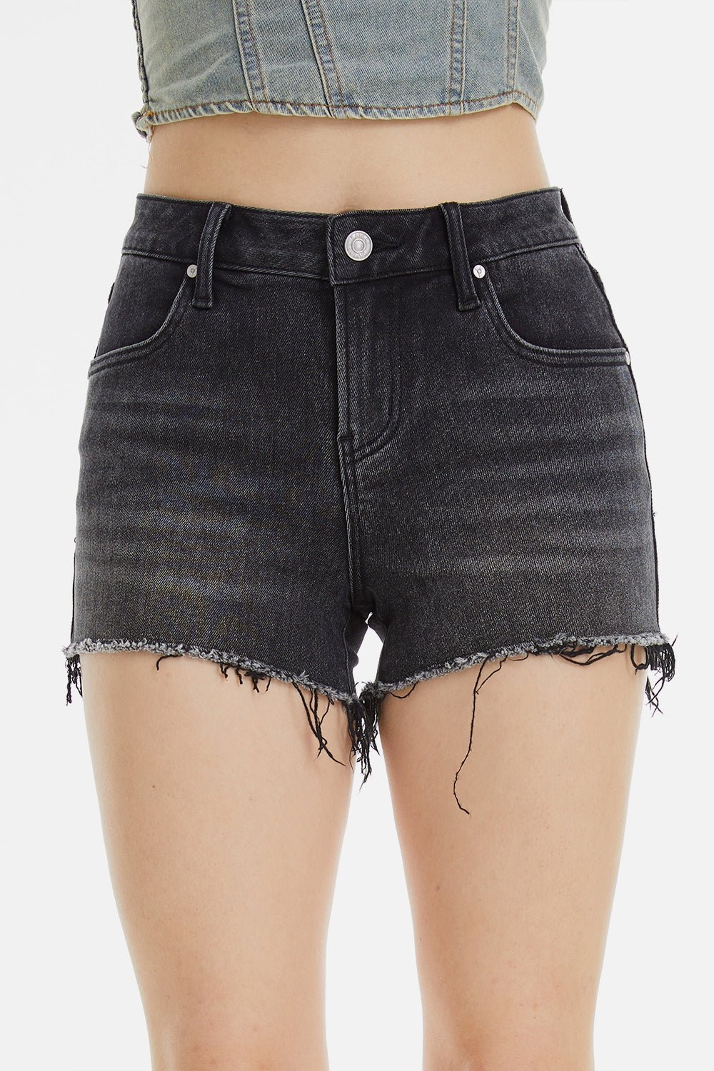 BAYEAS Raw Hem Denim Shorts - Admiresty