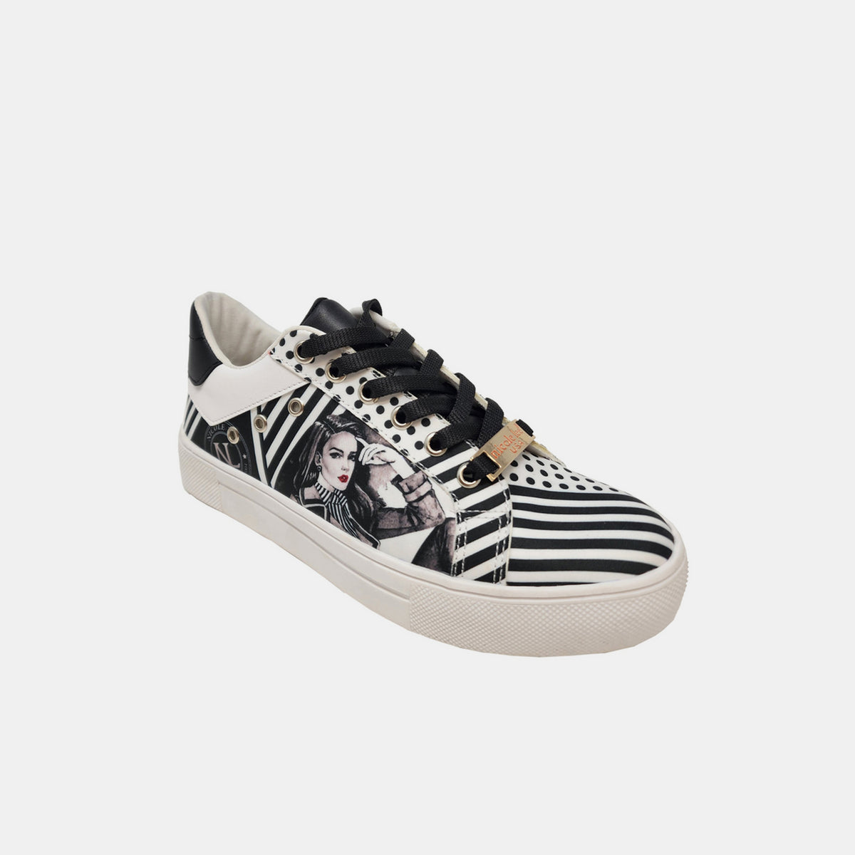 Nicole Lee USA Printed Vegan Leather Lace Up Sneakers