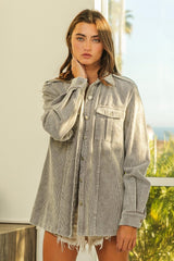 BiBi Button Up Corduroy Shacket - Admiresty