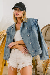 BiBi Button Up Long Sleeve Denim Jacket - Admiresty