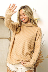 BiBi Checkered Round Neck Thumbhole Long Sleeve Top - Admiresty