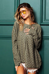 BiBi Checkered Thumbhole Long Sleeve T - Shirt - Admiresty