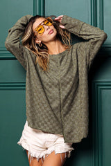 BiBi Checkered Thumbhole Long Sleeve T - Shirt - Admiresty