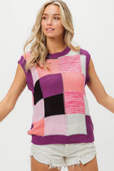 BiBi Color Block Round Neck Sweater Vest - Admiresty