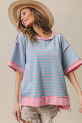 BiBi Exposed Seam Stripe Contrast T - Shirt - Admiresty