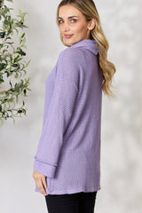 BiBi Exposed Seam Waffle Knit Top - Admiresty