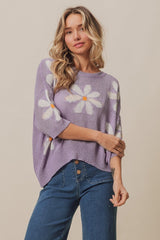 BiBi Floral Pattern Slit Sweater - Admiresty