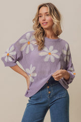 BiBi Floral Pattern Slit Sweater - Admiresty