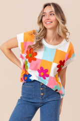 BiBi Flower Patch Checkered Sweater Vest - Admiresty