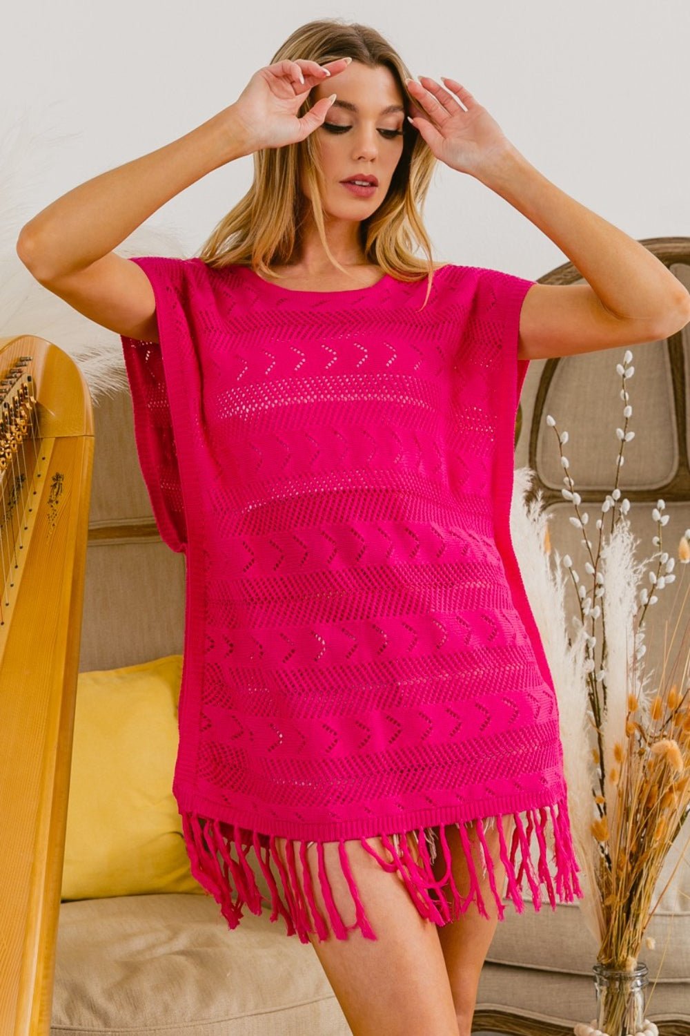 BiBi Fringed Hem Knit Top - Admiresty