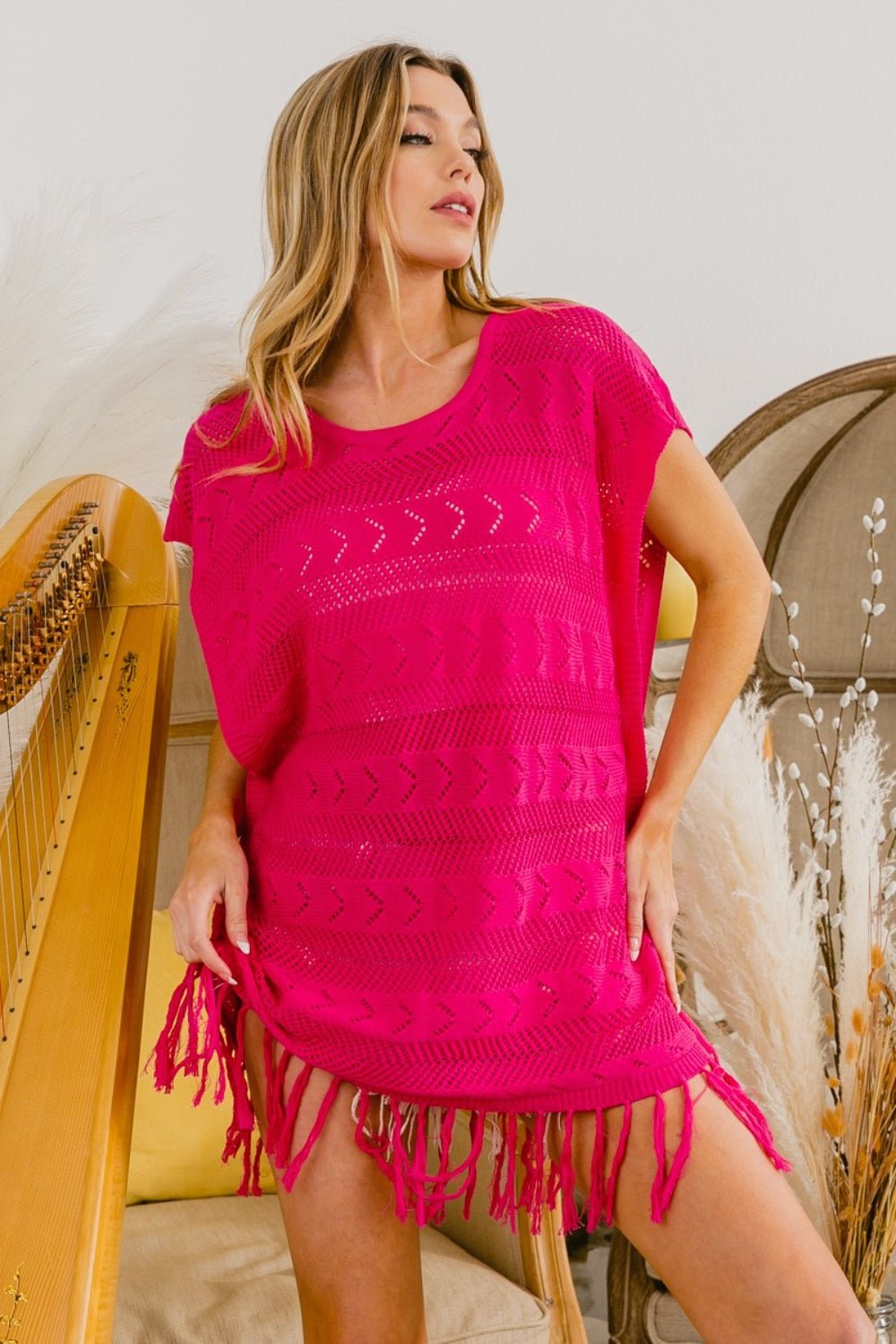 BiBi Fringed Hem Knit Top - Admiresty