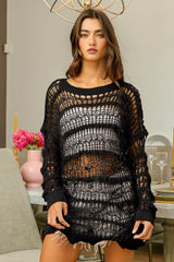 BiBi Long Sleeve Knit Cover Up - Admiresty