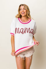 BiBi MAMA Contrast Trim Short Sleeve Sweater - Admiresty