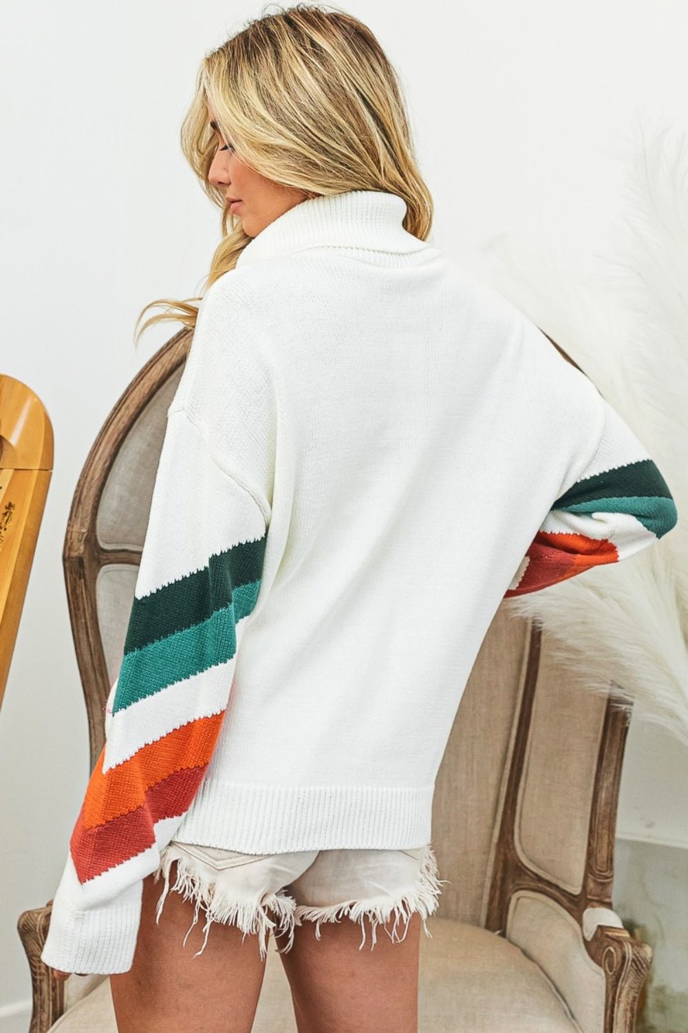 BiBi Multi Color Chevron Pattern Sweater - Admiresty