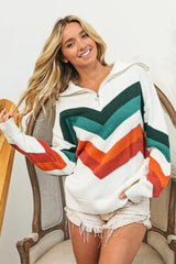 BiBi Multi Color Chevron Pattern Sweater - Admiresty