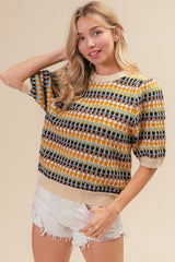 BiBi Multi Color Half Sleeve Sweater - Admiresty