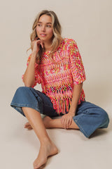 BiBi Openwork Fringed Knit Cover Up - Admiresty