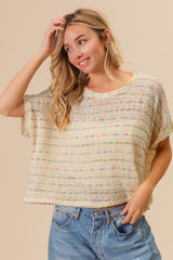 BiBi Striped Popcorn Knit Top - Admiresty