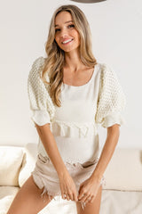 BiBi Tassel Detail Textured Square Neck Sweater - Admiresty