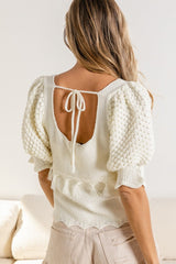 BiBi Tassel Detail Textured Square Neck Sweater - Admiresty