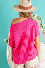 BiBi Texture Round Neck Short Sleeve Knit Top - Admiresty