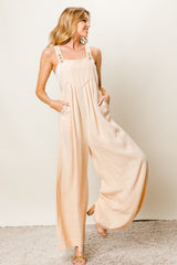 BiBi Texture Sleeveless Wide Leg Jumpsuit - Admiresty