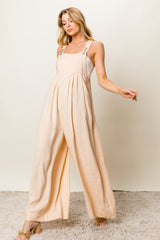 BiBi Texture Sleeveless Wide Leg Jumpsuit - Admiresty