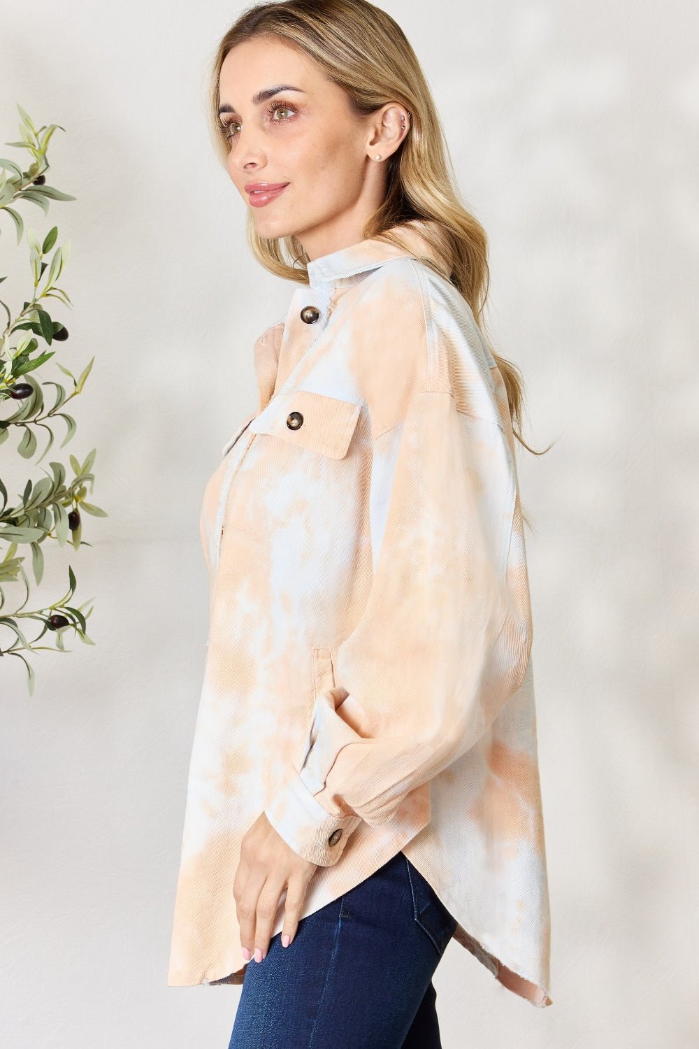 BiBi Tie Dye Button Down Long Sleeve Shirt - Admiresty