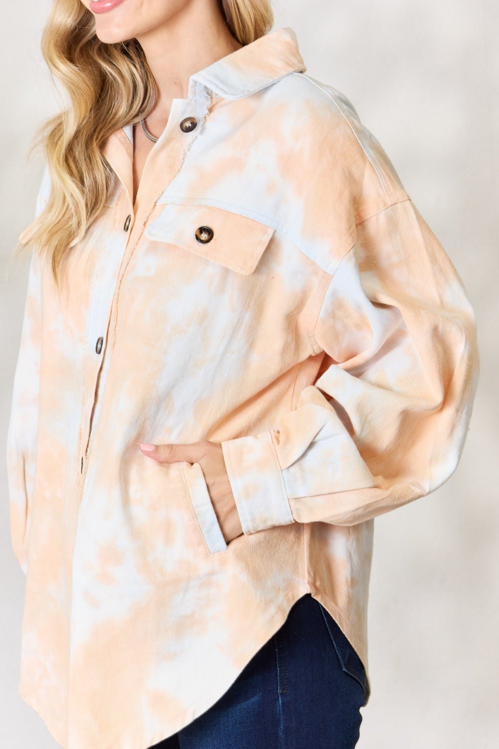 BiBi Tie Dye Button Down Long Sleeve Shirt - Admiresty