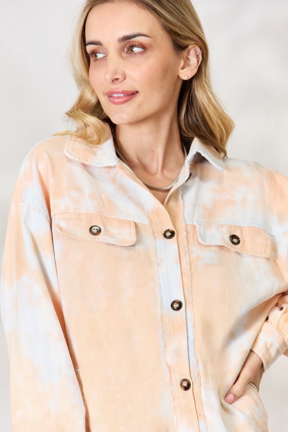 BiBi Tie Dye Button Down Long Sleeve Shirt - Admiresty