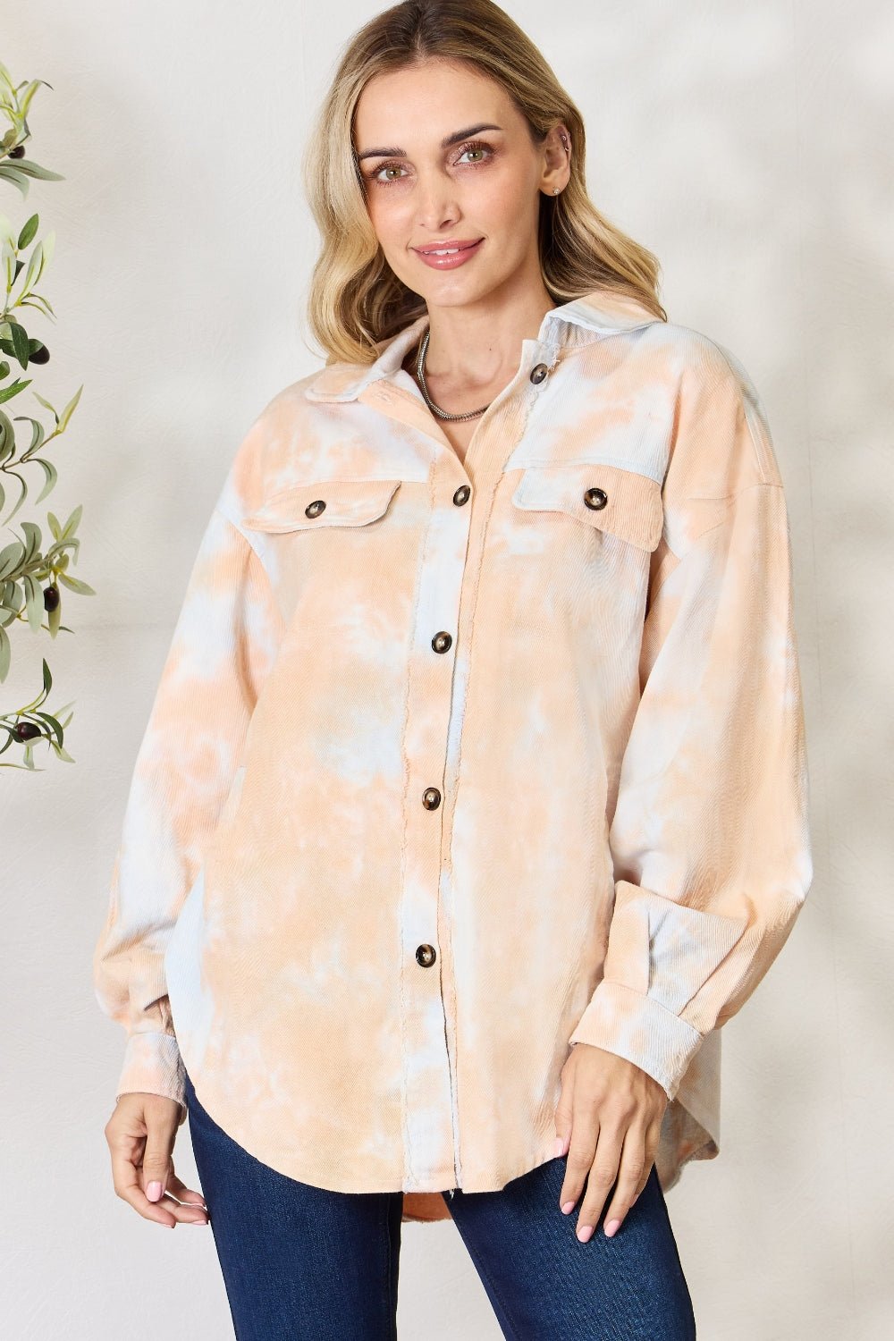 BiBi Tie Dye Button Down Long Sleeve Shirt - Admiresty