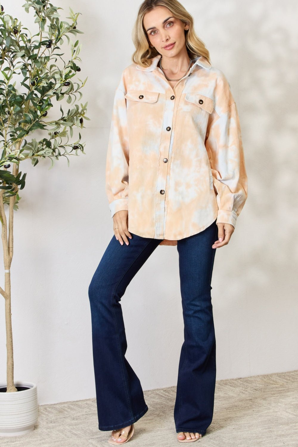 BiBi Tie Dye Button Down Long Sleeve Shirt - Admiresty