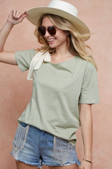 BiBi Tied Ribbon One Shoulder Short Sleeve T-Shirt - Admiresty