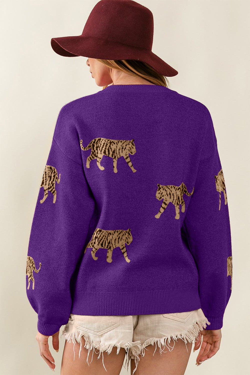 BiBi Tiger Pattern Long Sleeve Sweater - Admiresty