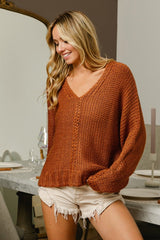 BiBi V - Neck Cable Knit Sweater - Admiresty