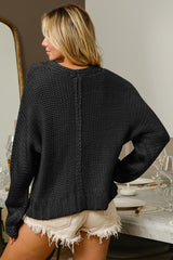 BiBi V - Neck Cable Knit Sweater - Admiresty