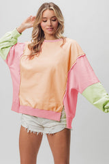 BiBi Washed Color Block Sweatshirt - Admiresty