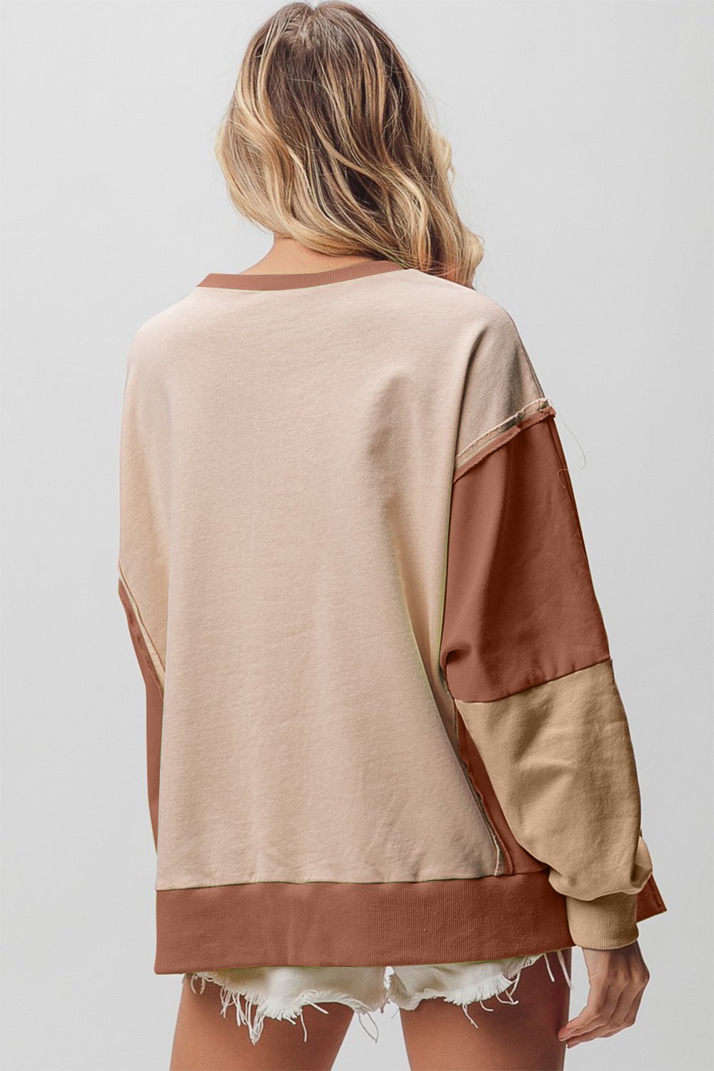 BiBi Washed Color Block Sweatshirt - Admiresty