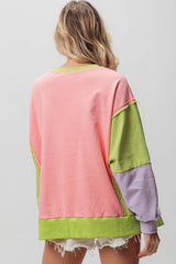 BiBi Washed Color Block Sweatshirt - Admiresty