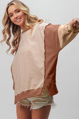 BiBi Washed Color Block Sweatshirt - Admiresty