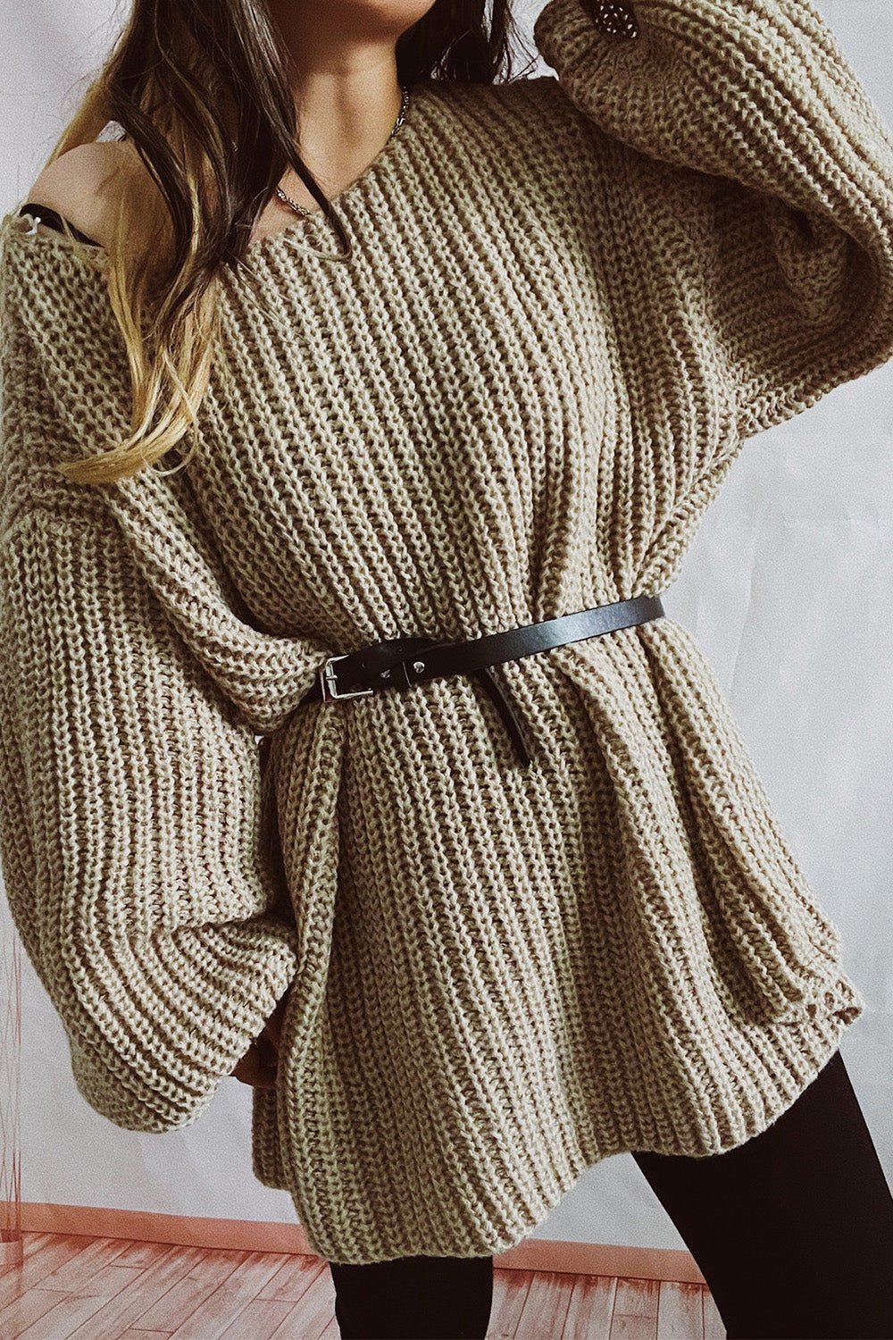 Boat Neck Dropped Shoulder Mini Sweater Dress - Admiresty