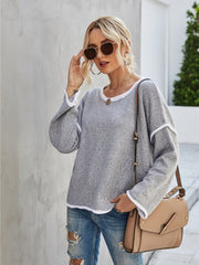 Boat Neck Dropped Shoulder Sweater - Admiresty