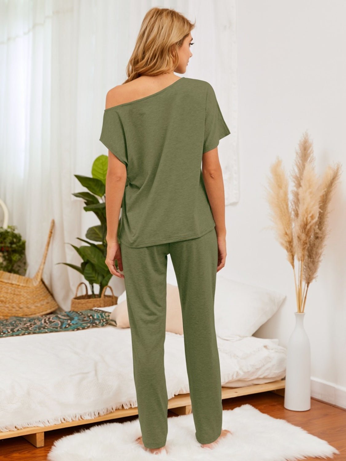 Boat Neck Top and Pants Lounge Set - Admiresty