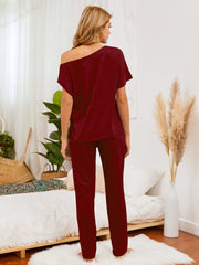 Boat Neck Top and Pants Lounge Set - Admiresty