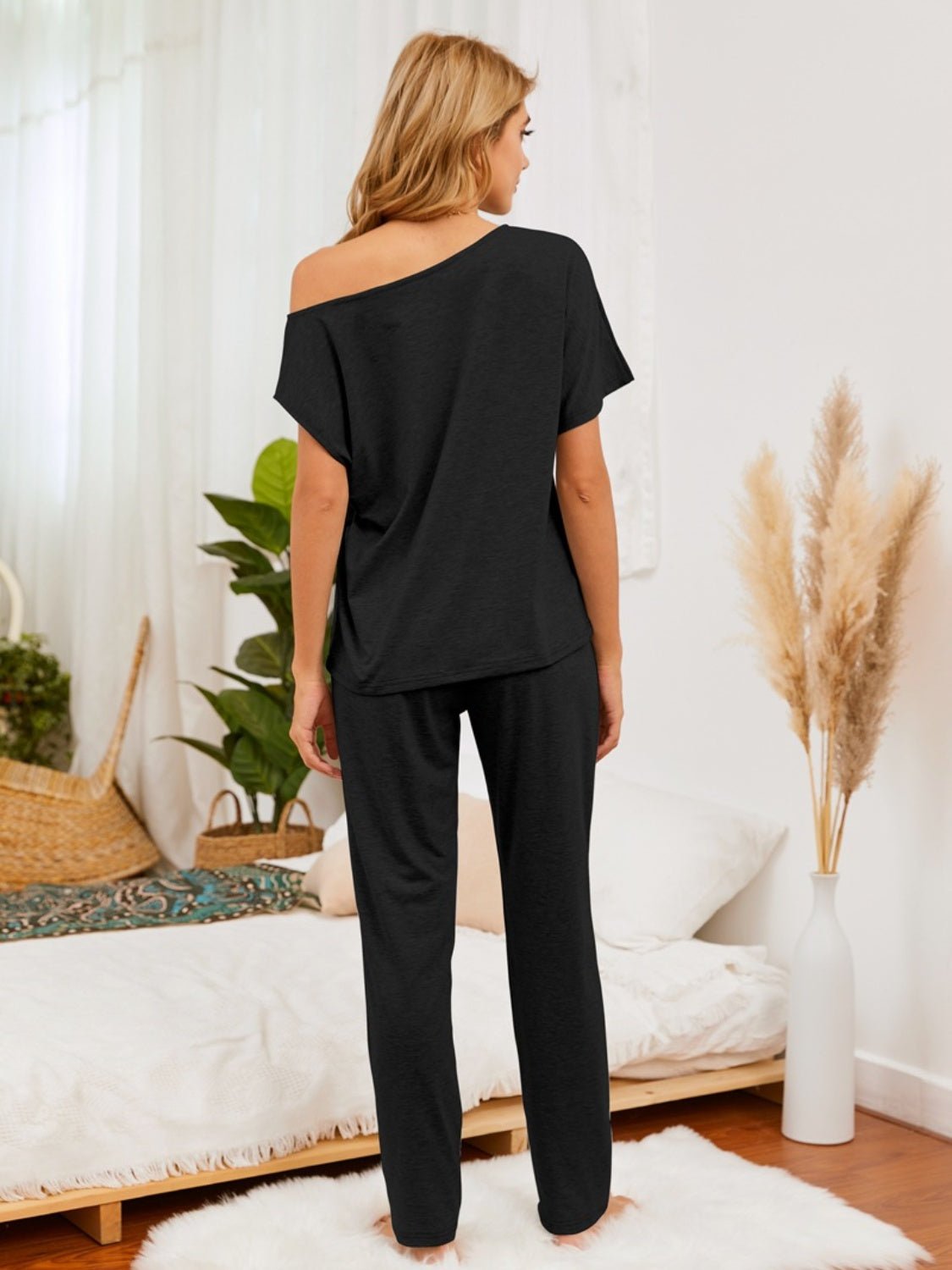 Boat Neck Top and Pants Lounge Set - Admiresty