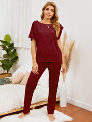 Boat Neck Top and Pants Lounge Set - Admiresty