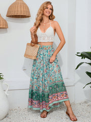 Bohemian Print Smocked Waist Maxi Skirt - Admiresty