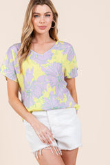 BOMBOM Floral Short Sleeve T - Shirt - Admiresty