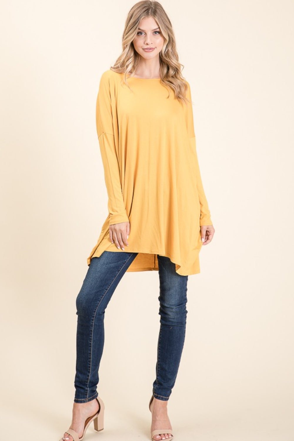 BOMBOM Round Neck Long Sleeve Oversized Top - Admiresty